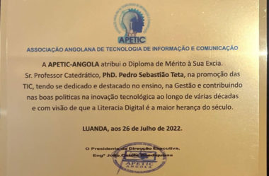 Diploma de Mérito APETIC Angola – Jul 2022